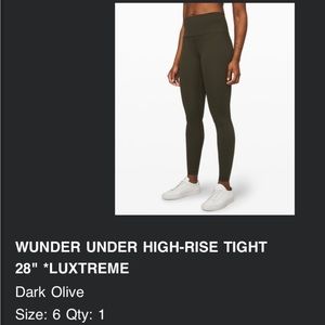 NWOT Lululemon size 6 Wunder under leggings 28”